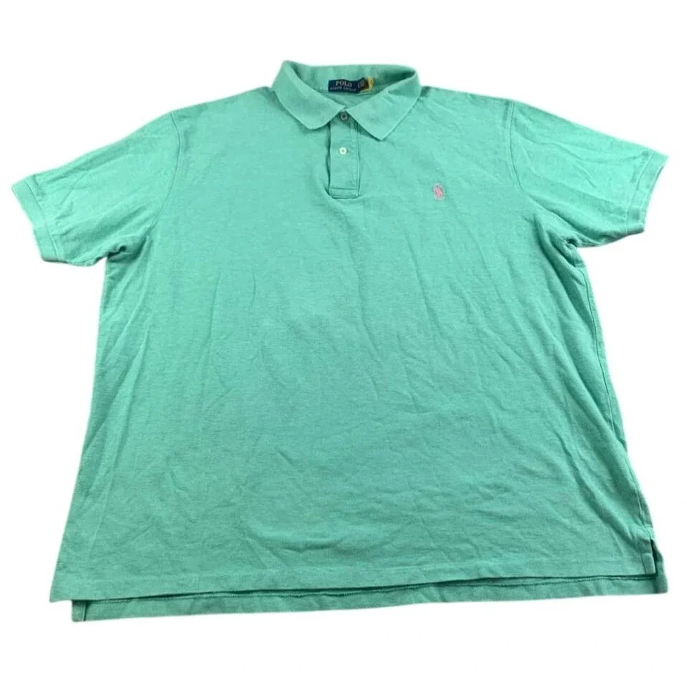 Polo Ralph Lauren Shirt Men 2XLT Polo Mint Green Pink Pony Knit Golf Tennis Prep